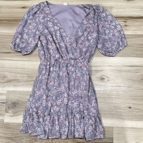Stitch Fix Melrose and Market Purple Floral Wrap Dress Women’s Small - Picture 1 of 3